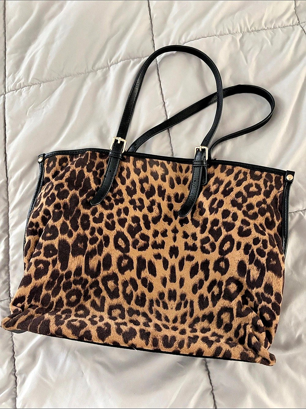 Sole Society Leopard Print Tote Bag in Brown & Black